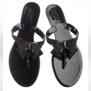 Salvatore Ferragamo Black Bow Flip-Flops